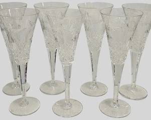 SET OF SEVEN WATERFORD MILLENNIUM COLLECTION CRYSTAL CHAMPAGNE FLUTES, 2000