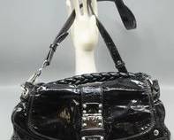 MIU MIU MATELASS COFFER HOBO BAG, BLACK PATENT LEATHER, ITALY, C. EARLY 2000s