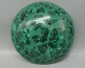 NTAGE MALACHITE BOWL WITH SCALLOPED BRONZE MOUNT LUXURIOUS MINERAL ART OBJECT