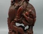 OLDER CHINESE BAMBOO ROOT CARVING SCULPTURE FIGURE ON MYTHICAL BEAST