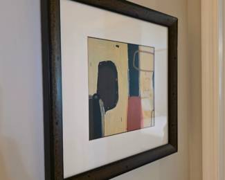 Companion framed abstract print with black arch shape and coral panel