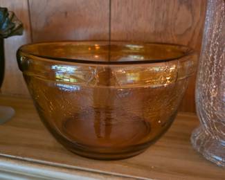 Blenko Handcrafted 1978 Don Shepherd Amber Wheat Art Glass Bowl #7732