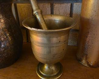 Heavy brass mortar and pestle