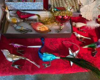 Vintage hand blown glass christmas ornaments.
