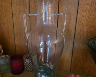 amphora-style vase with two side handles and a flared rim