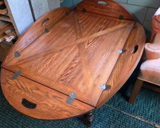 Butlers Tray Coffee Table, Solid Wood Folding Drop-Leaf Tray Table, Traditional Georgian Style, Cocktail Table