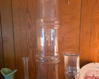 Large MCM Rare Blenko “Bamboo” Vase #7820 by Don Shepherd in Clear Glass 25"x8"