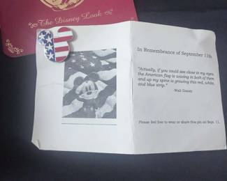 Disney 9/11 Remembrance American Flag Mickey Mouse Pin with Original Presentation Card