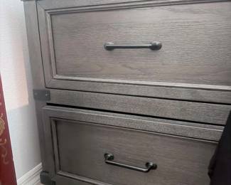 Dark Wood 2-Drawer Nightstand / Bedside Table – Modern Rustic Style