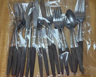 Vintage Mid-Century Modern Interpur INR2 Stainless Steel Flatware ("Canoe Hearts")