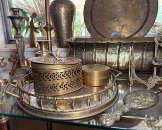 Vintage brass trinket or pill boxes