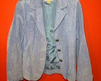 Coldwater Creek periwinkle blue 100% suede blazer jacket