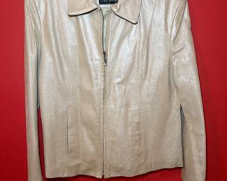 Vintage Adler Collection metallic beige leather jacket. 