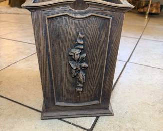 Vintage 1970s faux-wood molded plastic wastebasket