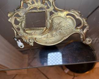 Vintage Art Nouveau Style Brass Desktop Inkwell Holder
