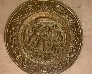 Mid Century Embossed Brass Wall Plate