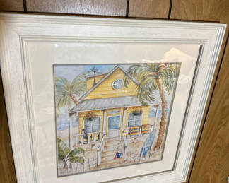 Lot 38: Framed Beach House Coastal Art Print