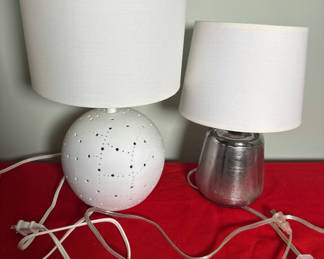 Lot 93: Two Table Lamps With White Shades