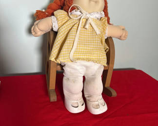 Lot 68: Cabbage Patch Doll and Wooden Rocking Chair