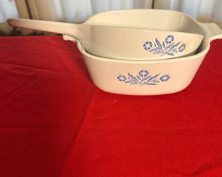 Lot 56: Corning Ware Blue Cornflower Baking Dish and Skillet