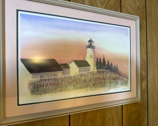 Lot 36: Framed Lighthouse Landscape Print