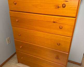 Lot 101: Five-Drawer Wooden Chest Dresser - located on 2nd floor. Bring help to move