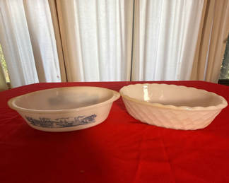 Lot 53: Two Oval Milk Glass Serving Dishes