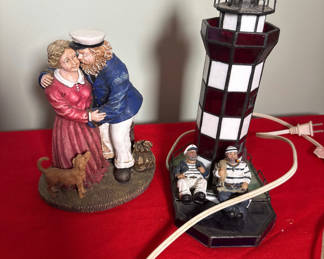 Lot 78: Nautical Figurine and Lighthouse Lamp