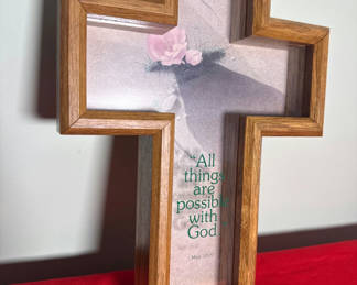 Lot 82: Wooden Cross Wall Decor with Bible Verse