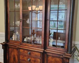 Hickory White burl lighted American Legacy china cabinet