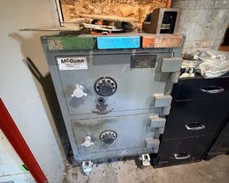 Office safe and metal filing cabinet