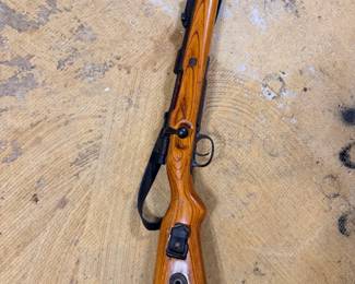 German K98k Mauser, Steyr (bnz) 1944, serial 9753, laminated stock, with bayonet, scabbard and sling. Mixed numbers: bolt, other parts and bayonet do not match.