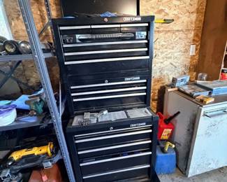 Black Craftsman tool chest and rolling cabinet