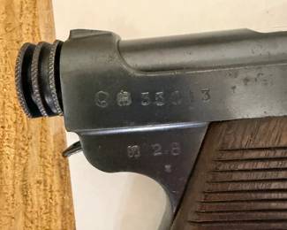 Nambu pistol, serial and markings.