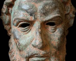 patinated bronze replica "after the antiquity" Poseiden? on pedestal stand