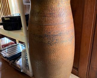 36" hammered copper vase