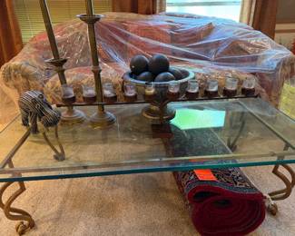 Sherrill glass and metal coffee table