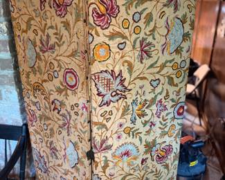 two panel section Victorian folding screen. Four panels total, each approx 2'x5 1/2'
