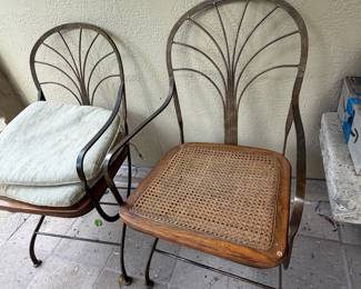 four of these chairs and round dining table; cane seats need replacing or buy cushions!