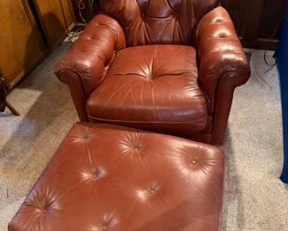 leather chair and ottoman