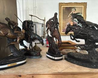 LOTS OF BRONZE STATUTES
