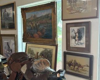 SADDLES WESTERN PAINTINGS