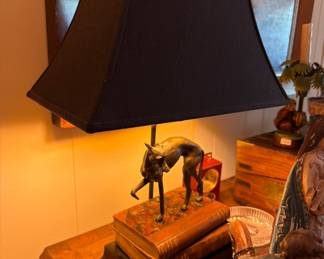 Vintage Bronze Whippet Lamp