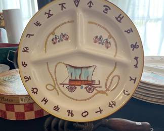 Fred Roberts Co. Chuck Wagon divided plates and mugs