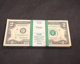 2017 $2 bills 100 in sequence 