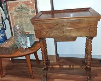 1700s Walnut sewing table English antique. 500.00