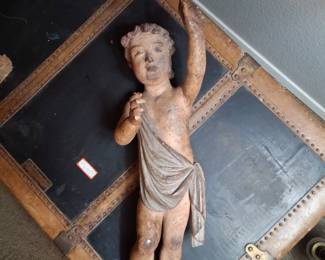 950.00 large Spanish colonial Charib angels wooden ploychrome 1720 French Italian Spanish.