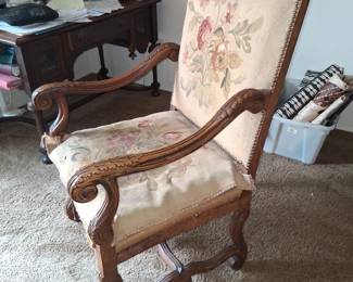 1750s French Antique country house chair Flemish aboussinan wool work $750.00