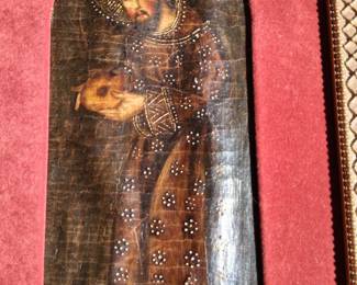 Icon Cuzco Peruvian 1600/1700s oil painting gold gilt on velum.. museum quality!!! 2500.00