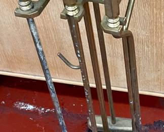 LOT # 091  -  BRASS FIREPLACE TOOL SET